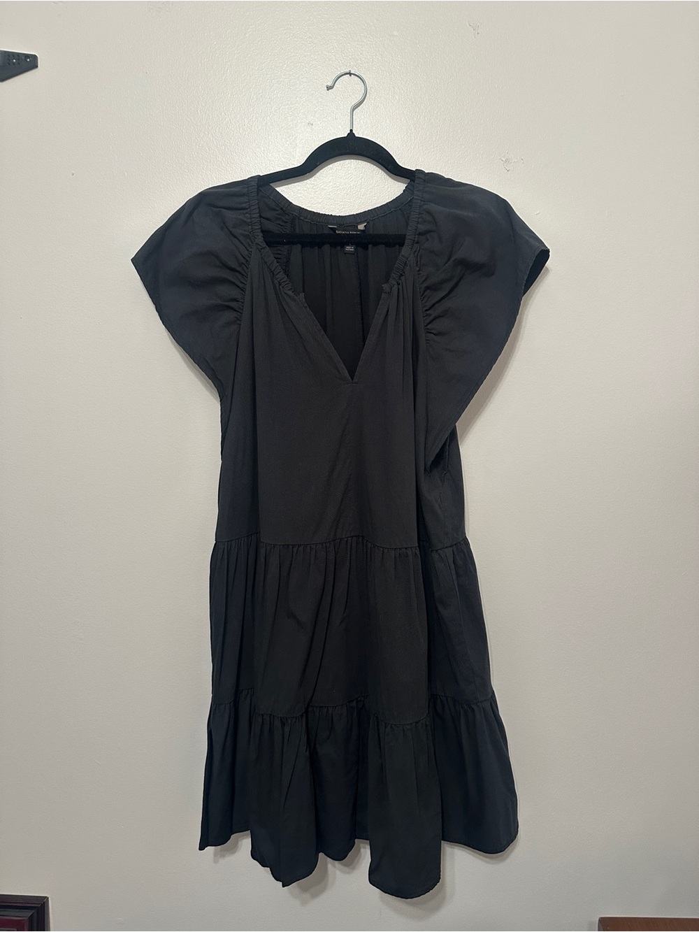 Banana Republic Black V-Neck Tiered Mini Dress